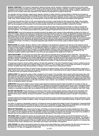 Artist blacksmith project agreement and contract for commission, page 2