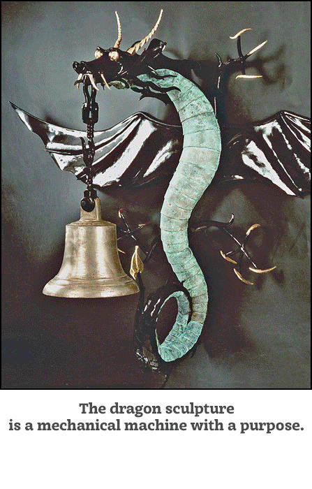 Artist-blacksmith dragon sculpture by Lee Badger
