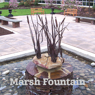 Forged steel cattail fountain centerpiece